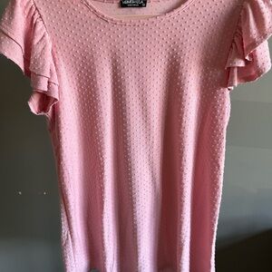 HEIMISH USA Pink Flutter Sleeve Textured Flutter Sleeve Blouse - Size M
